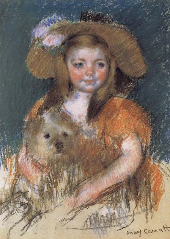 Mary Cassatt The girl holding the dog France oil painting art